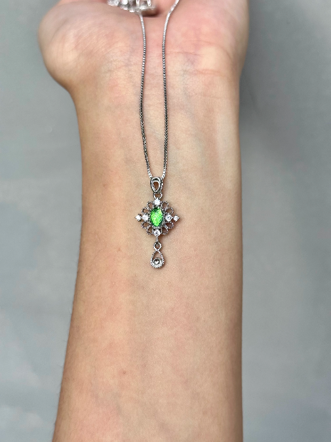 Real Jewel Beetle Wing Necklace - Iridescent Metallic Green Pendant - Minimalist Luxury Nature Jewelry