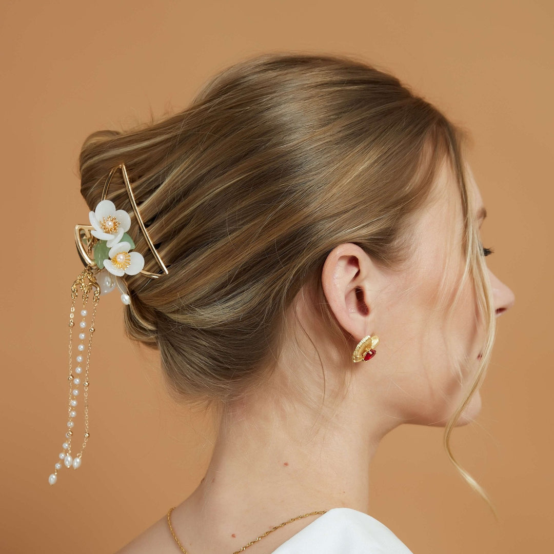 Weiße Jasminblüten Haarklammer/ Final Sale