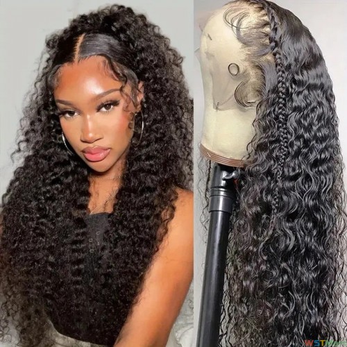 150% Density Deep Wave 13*4 Lace Front Human Hair Wis Pre Plucked Natural Hairline Brazilian Virgin Human Hair Wigs For Women Natural Color