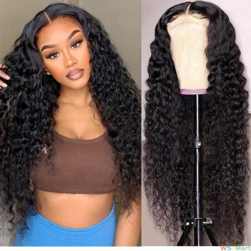 150% Density Deep Wave Human Hair Wigs 4*4 Lace Front Hair Wigs For Women Natural Color 8-22 Inch