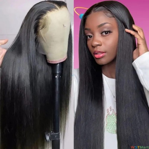 150% Density Straight 13*4 HD Transparent Lace Front Human Hair Wigs Pre Plucked With Baby Hair Remy Human Hair Wigs For Women Girls