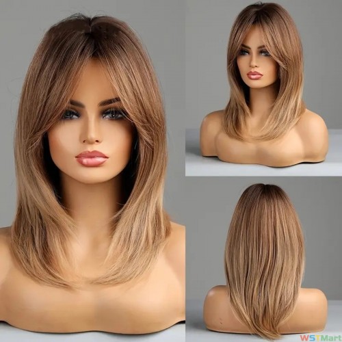 20 Inch Long Straight Blonde Wig Bob Synthetic Wigs For Women Natural Wigs High Temperature Hair