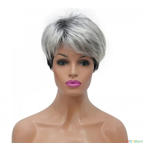 Short Pixie Cut Wigs With Bangs Synthetic Layered Wig For Women Girls Heat Resistant Hair Replacement Wigs