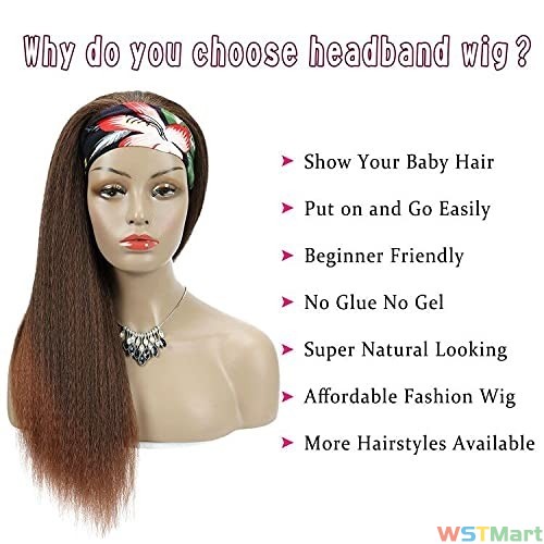 Voocallhair 1B/30 Yaki Straight Headband Wig Synthetic Hair 24