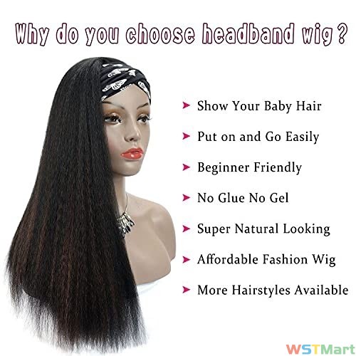 Voocallhair 1B/H30 Yaki Straight Headband Wig Synthetic Hair 24 Inch