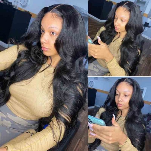Affordable 180% Density Body Wave Lace Frontal Wigs Glueless Time Saver Human Hair Wigs Pre Plucked Wig With Baby Hair