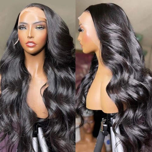 Nuiee Hair Body Wave Human Hair Wigs 13x4 Transparent Lace Front Wig Pre Plucked 150% 180% Density