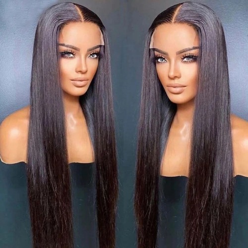 Nuiee  Pre Cut Lace  4x4 Transparent Lace HD Lace Straight Black Quick & Easy Glueless Wig With Breathable Cap Air Wig