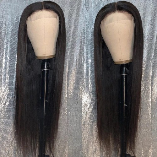 Nuiee  Pre Cut Lace  4x4 Transparent Lace HD Lace Straight Black Quick & Easy Glueless Wig With Breathable Cap Air Wig