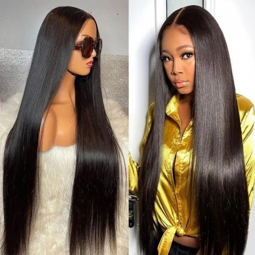 Nuiee Invisible 4x4 HD Lace Front Wigs Smooth Straight Human Hair HD Lace Wigs Giving Scalp
