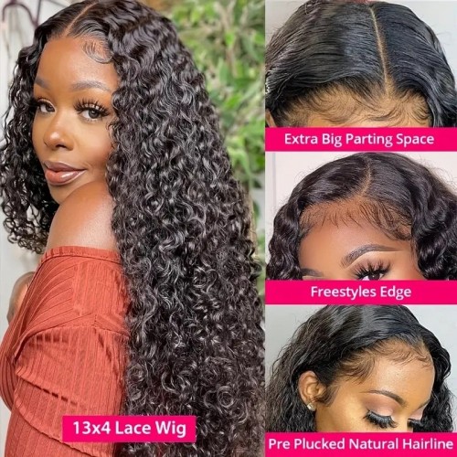 Nuiee Virgin Human Hair Wigs Online Sale Lace Front Deep Wave 180% Density Wigs
