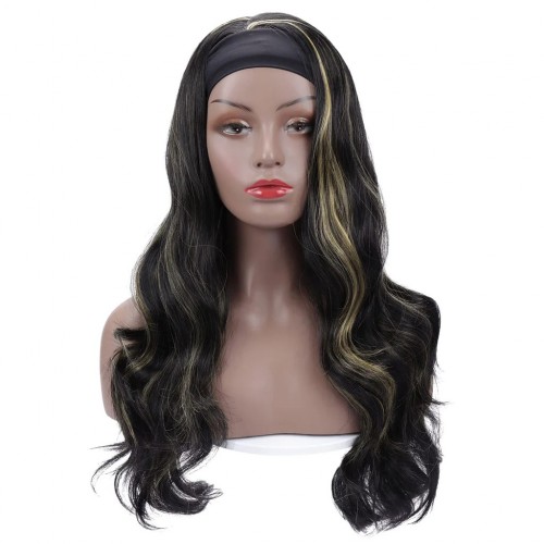 Xiaokeai 26inch 1B/H27# Glueless Headband Wig Synthetic Body Wave Head Band Wigs