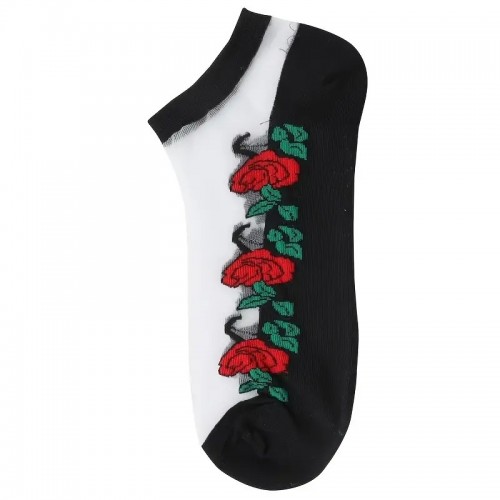 5 Pairs Floral Print Mesh Socks, Ultra Thin Transparent Lace No Show Socks, Women's Stockings & Hosiery