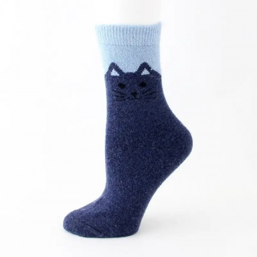 Cat Pattern Thickened Soft Socks,Winter Thermal Cotton Socks Mid Tube Socks, Adult Wool Sports Socks