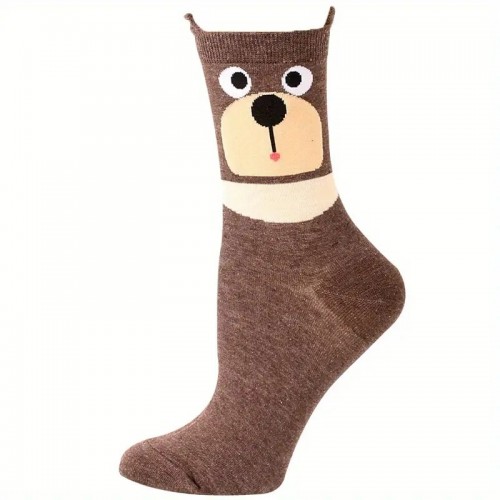 Cartoon Animal Cute Socks, Comfy Funny Mid Tube Socks, Women's Stockings & Hosiery