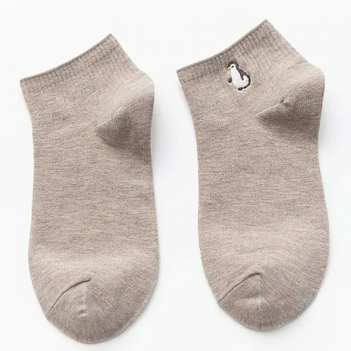10 Pairs Cute Animal Pattern Socks, Cartoon Pattern Embroidery Cotton Ankle Socks, Women's Stockings & Hosiery