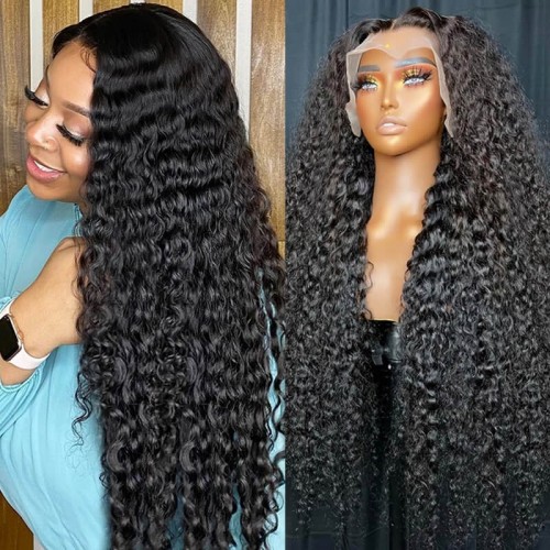 LINK Water Wave Lace Front Wig Human Hair Wet and Wavy Natural Density 13x4 Lace Wigs