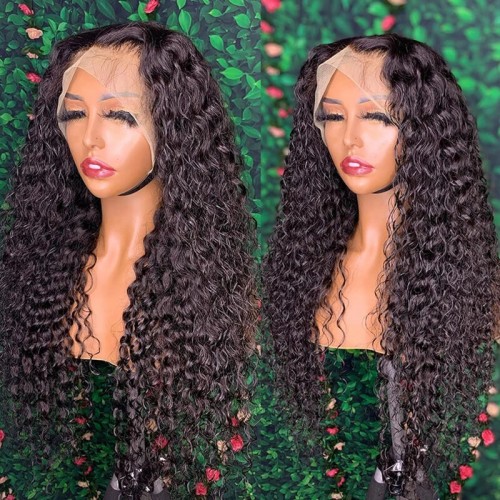 Water Wave Full Lace Wigs With 4C Kinky Edge Bleached Knots Human Hair Wig Prelucked Hairline