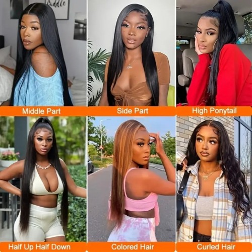 180% Brazilian Long Length Straight Human Hair Front Lace Wigs 13x4 Lace Front Wig For Women Real Hair Frontal Closure Wig Pre Plucked 6-42 Inches