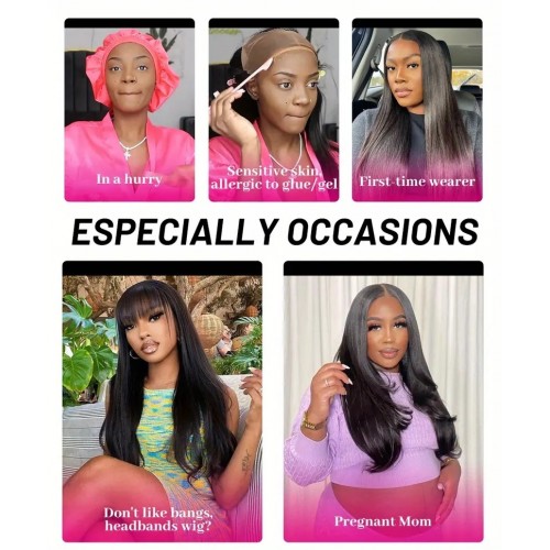 Body Wave Wig Glueless Wear And Go Wigs For Beginners Body Wave 4*4 HD Lace Closure Wigs Human Hair Glueless Ready To Wear Wigs New Upgraded No Glue Pre Cut Wig 180% Density Wigs For Women