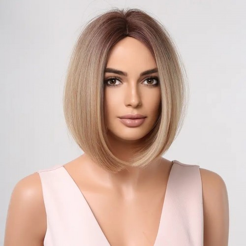 Short Bob Straight Black Wigs For Women Wigs With Bangs Heat Resistant