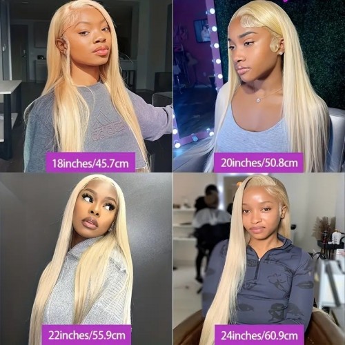 Blonde Straight Human Hair Wigs 13x4 HD Transparent Lace Front Wig Brazilian Remy Human Hair Wigs