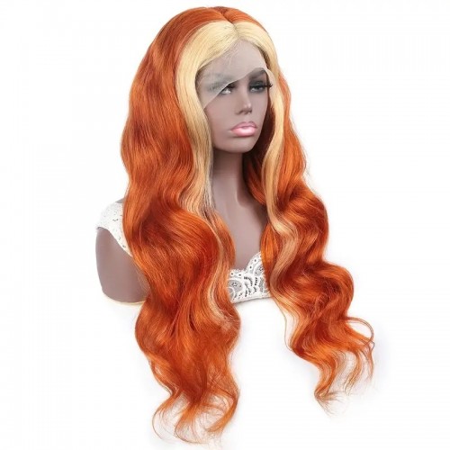 Ginger Blonde Lace Front Wig Body Wave Hd Lace Frontal Wig 613 Colored Human Hair Wigs 13X4 Ginger Lace Front Wig