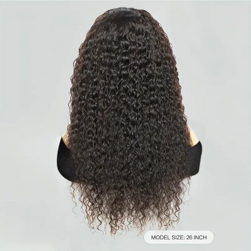 180% Density Deep Curly Lace Front Wigs Wet Wavy Human Hair 13x4 Lace Frontal Wigs Deep Curly Wavy Wig For Women With Baby Hair Pre Plucked 100% Unprocessed Brazilian Virgin Hair Natural Black