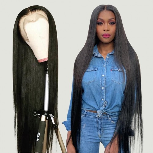 Nuiee 4X4/5x5/6x6 HD Lace Closure Straight Wig Constructed By Bundles With Closure