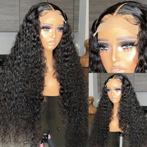 Nuiee 4X4/5x5/6x6 HD Lace Closure Water Wave Wig Constructed By Bundles With Closure