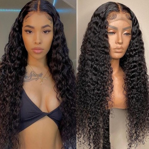 Nuiee 4X4/5x5/6x6 HD Lace Closure Water Wave Wig Constructed By Bundles With Closure