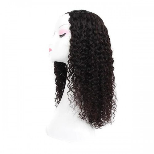 CurlyMe Water Wave Hair 180% Density U Part Wig, None Lace Machine Made Human Hair Wigs