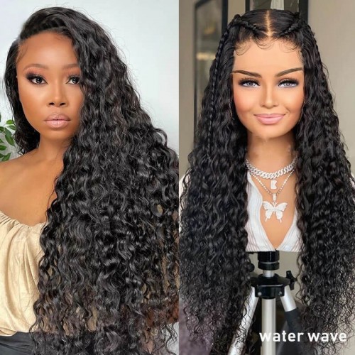 CurlyMe Water Wave V Part Wig Human Hair Glueless No Lace Wig Same As Thin Part