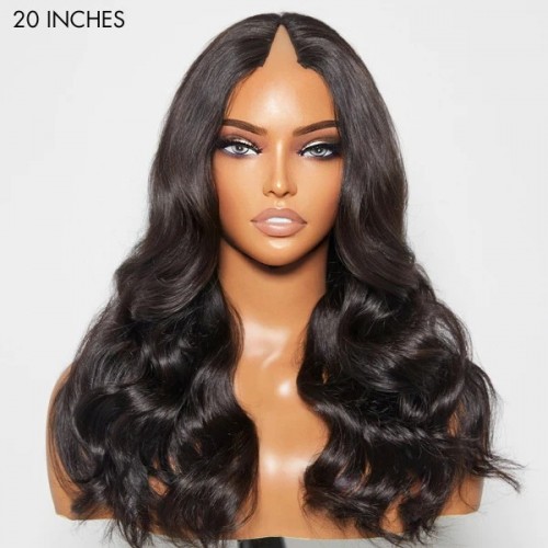 CurlyMe Body Wave Human Hair V Part Wig Glueless No Lace Same As Thin Part Wig