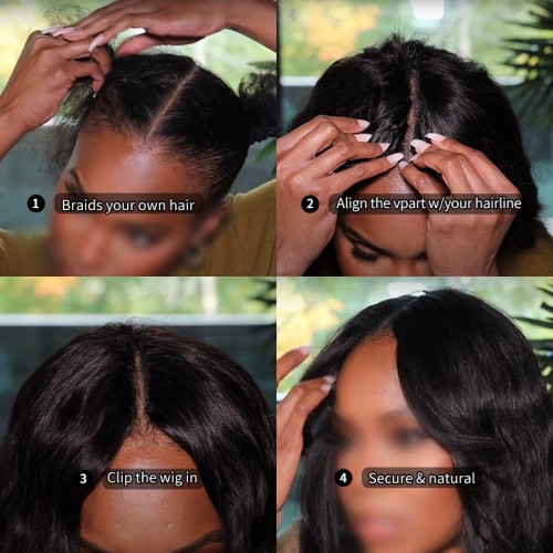 V Part/Thin Part Body Wave Wig Human Hair Glueless Wigs For Beginner