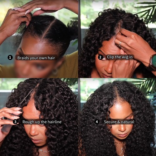 V Part/Thin Part Kinky Curly Wig Human Hair Glueless Wigs For Beginner_V Part Wigs