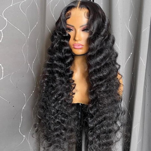360 Lace Frontal Loose Deep Wig Pre Plucked Brazilian Human Hair
