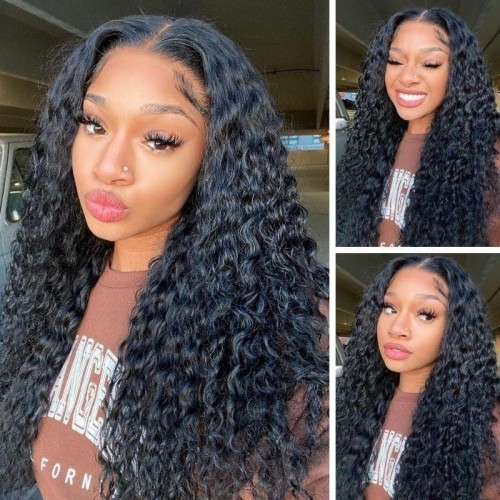 360 Lace Wig Cheap Water Wave Human Hair Wigs Pre Plucked