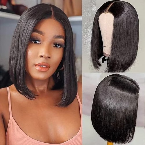 New in Sale 6x4.75 Pre-Cut Lace Closure Wear Go Staright Bob Wigs with Breathable Cap Beginner Wig