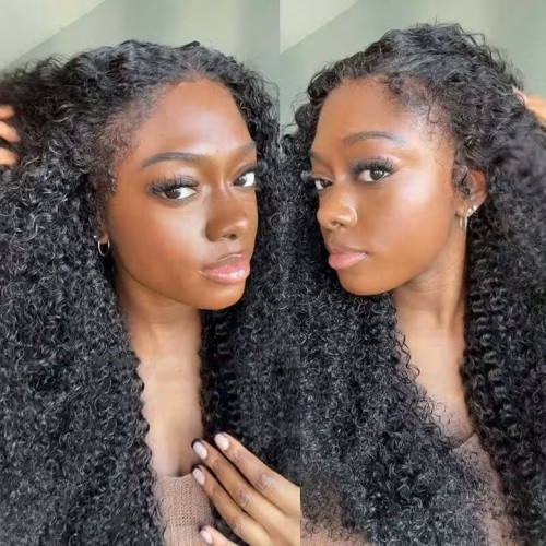 Jailyn Marie 13x4 Transparent Lace Front and 6x4.75 Pre Cut Lace Jerry Curly Wigs with 4C Baby Hair Edges Glueless Human Hair Wig On Sale