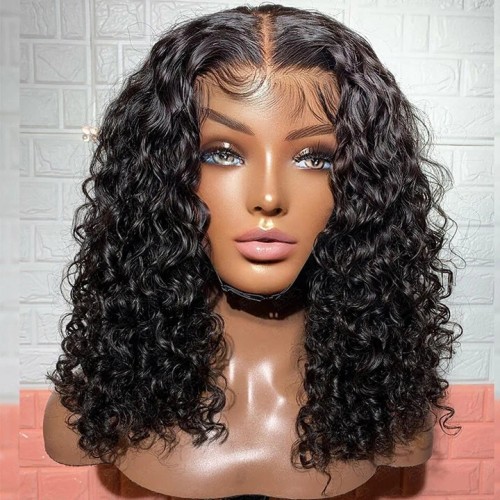 DOPEaxxPANA Curly Wear&Go Pre Cut New 5x6 Crystal Lace Bob Wig Glueless Human Hair Wigs Easy Beginner