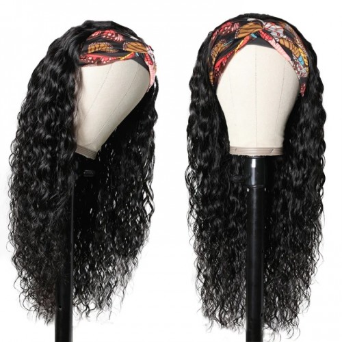 CLEOPATRAA Glueless Headband Wigs Human Hair Water Wave Wigs 100% Unprocessed Brazilian Remy Hair