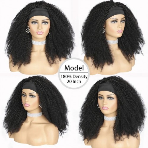 Afro kinky Curly Headband Wigs Human Hair For African American Women (GET FREE TRENDY HEADBAND)