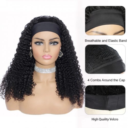 Jazelle Lumar Curly Headband Wigs Human Hair Brazilian Virgin Hair Half Wigs