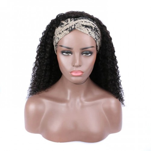 Curly Headband Wigs Human Hair Brazilian Virgin Hair Half Wigs For Black Women _Headband Wigs