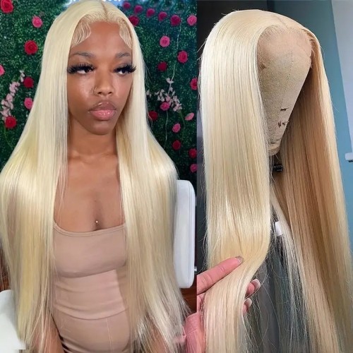 Transparent 613 Blonde Lace Frontal Human Hair Wigs Remy Brazilian Bone Straight 13x4 Lace Front Human Hair Wigs For Women