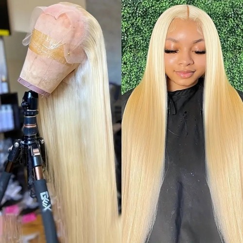 Transparent 613 Blonde Lace Frontal Human Hair Wigs Remy Brazilian Bone Straight 13x4 Lace Front Human Hair Wigs For Women
