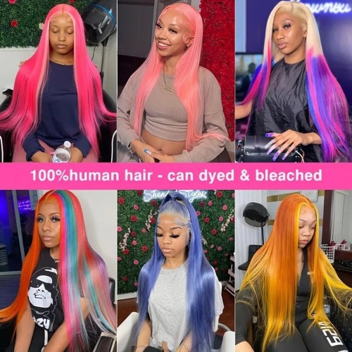 180% Density Straight 613 Blonde 13x6 Lace Front Hair Wigs HD Transparent Human Hair Wigs For Women Girls 16-32 Inch