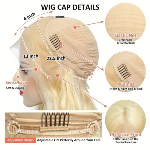 613 Blonde Short Bob Wig Straight Transparent 13×4 Lace Front Human Hair Wigs 150 Density For Women Hair Wigs