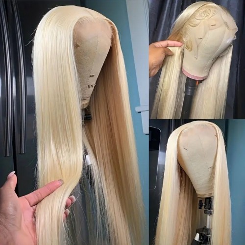 613 Blonde Straight Hair Wigs 13*4 Lace Front Human Hair Wigs For Women Girls Brazilian Remy Human Hair Wigs 16-30 Inch